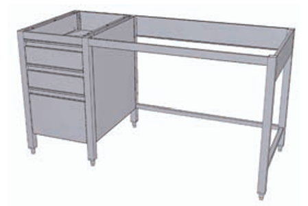 Offener Arbeitstisch mit Schubladenblock unterfahrbar ohne Tischplatte Tiefe 700 mm SCHOLL